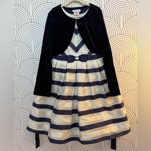 Jona Michelle Striped Dress with Velvet Jacket